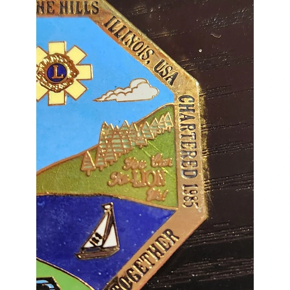 Lions Club Lake In The Hills Illinois USA District 1J Charter 1965 Octagon Pin
